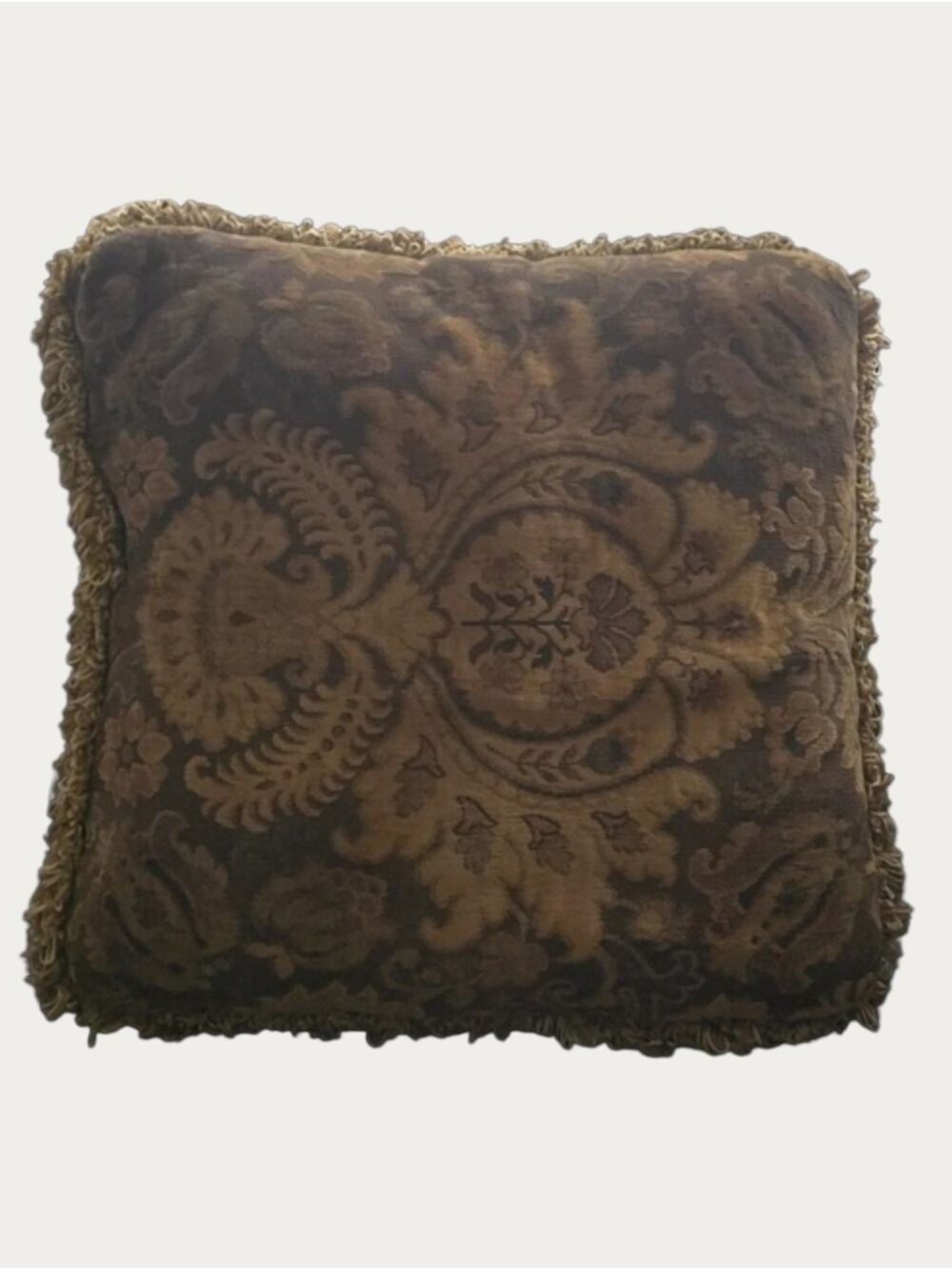 Elegant Brown and Gold Decorative Pillow Not Labeled But Thomasville Quality